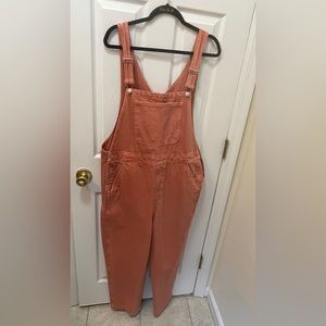 Madewell rose/blush denim overalls. Size XL